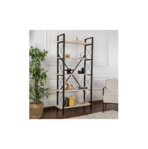 Estantería OBELISK 180x90 cm, MDF Acabado Mármol / Metal...