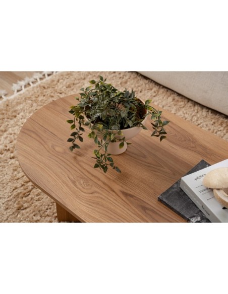 Mesa de Centro Ovalada CELLO, MDF Acabado Madera Laúd