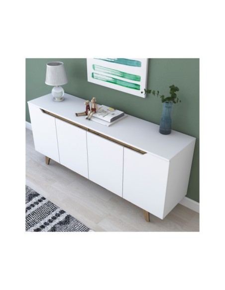 Aparador URANUS, MDF Acabado Blanco / Nogal