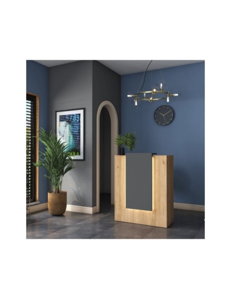 Mesa de Recepción JUNO, MDF Acabado Nogal / Antracita