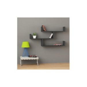 Estantería de Pared MONK 120x67 cm, MDF Acabado Antracita