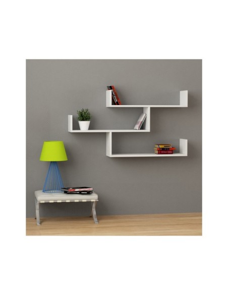 Estantería de Pared MONK 120x67 cm, MDF Acabado Blanco