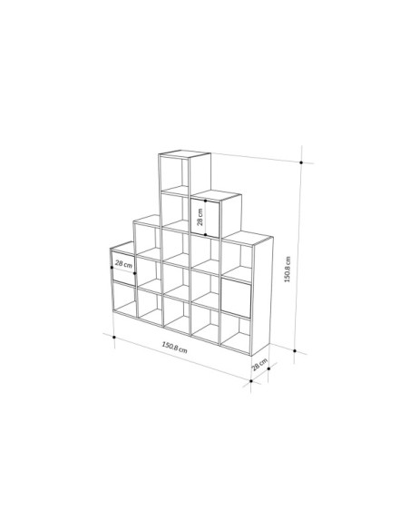 Estantería MOTIF 150x150 cm, MDF Acabado Zafiro / Roble