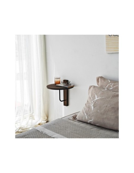 Estantería de Pared MIN, Madera Acabado Nogal / Metal Negro