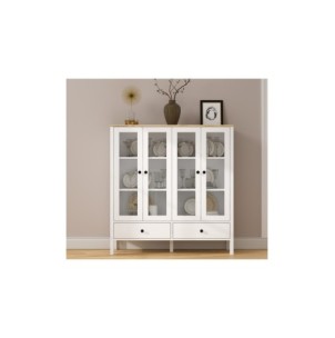 Vitrina con 2 Cajones VISE 136x130 cm, MDF Acabado Blanco