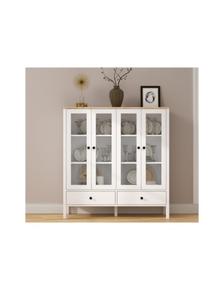 Vitrina con 2 Cajones VISE 136x130 cm, MDF Acabado Blanco