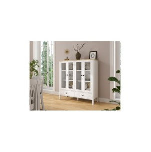 Vitrina con 2 Cajones VISE 136x130 cm, MDF Acabado Blanco 2