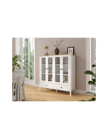 Vitrina con 2 Cajones VISE 136x130 cm, MDF Acabado Blanco