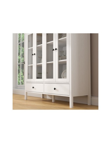 Vitrina con 2 Cajones VISE 136x130 cm, MDF Acabado Blanco