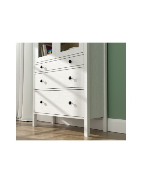 Vitrina Aparador con 3 Cajones VISE 194x83 cm, MDF Acabado Blanco