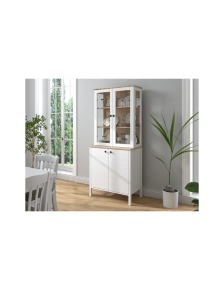 Vitrina Aparador con 2 Puertas VISE 194x83 cm, MDF Acabado Blanco
