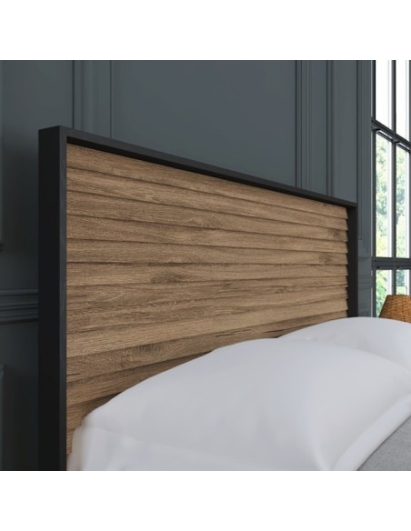 Cama Doble SOVE 169x205 cm, MDF Acabado Nogal