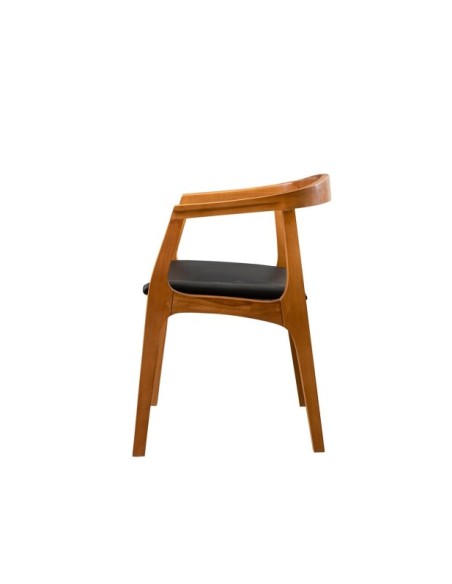 Silla con Brazos TYET, Madera Acabado Nogal / Piel Sintética Negro