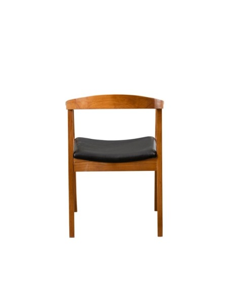Silla con Brazos TYET, Madera Acabado Nogal / Piel Sintética Negro