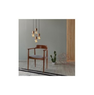 Silla con Brazos REGAL, Madera Acabado Nogal / Lino Negro...