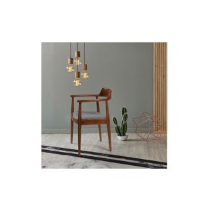 Silla con Brazos REGAL, Madera Acabado Nogal / Lino Negro... 2