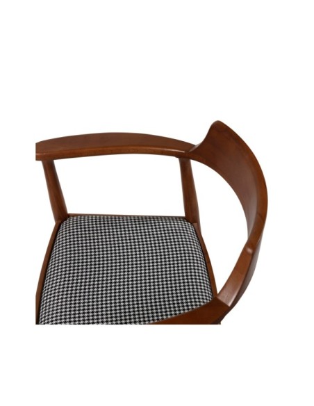 Silla con Brazos REGAL, Madera Acabado Nogal / Lino Negro / Blanco