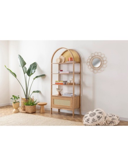 Estantería OZER 75x182 cm, Fresno Natural / MDF