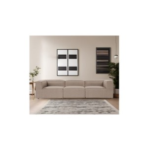 Sofá MODI 3 Plazas 297x105 cm, Lino Marrón / Madera de Haya