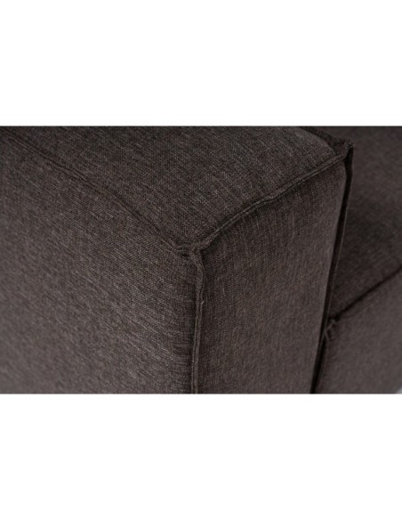 Sofá Esquinero MODI 296x185 cm, Lino Marrón Oscuro / Madera de Haya