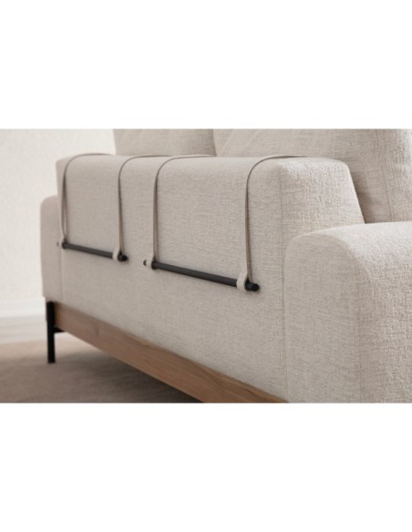 Sofá FREI ROBLE 3 Plazas 220x98 cm, Textil Blanco / Madera de Haya / Metal