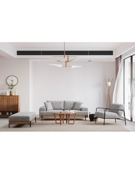 Sofá FREI NEGRO 3 Plazas 220x98 cm, Textil Gris / Madera de Haya / Metal