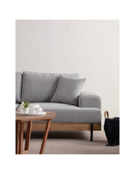 Sofá FREI NEGRO 3 Plazas 220x98 cm, Textil Gris / Madera de Haya / Metal