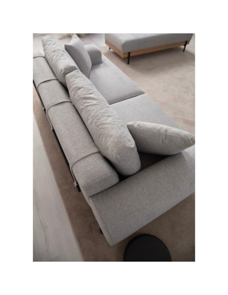 Sofá FREI NEGRO 3 Plazas 220x98 cm, Textil Gris / Madera de Haya / Metal