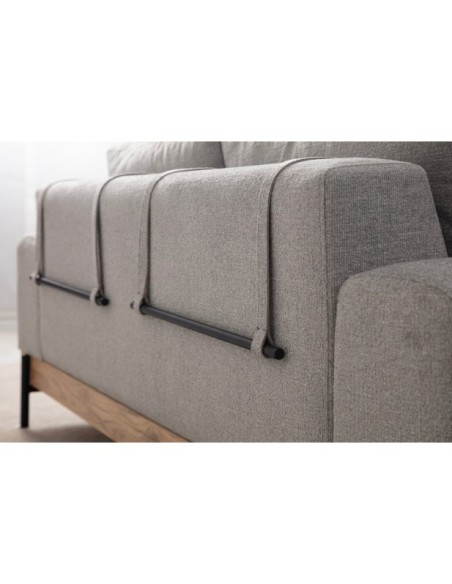 Sofá FREI NEGRO 3 Plazas 220x98 cm, Textil Gris / Madera de Haya / Metal