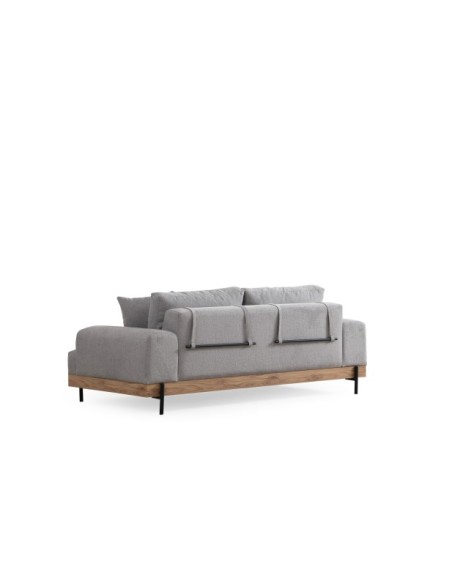 Sofá FREI NEGRO 3 Plazas 220x98 cm, Textil Gris / Madera de Haya / Metal