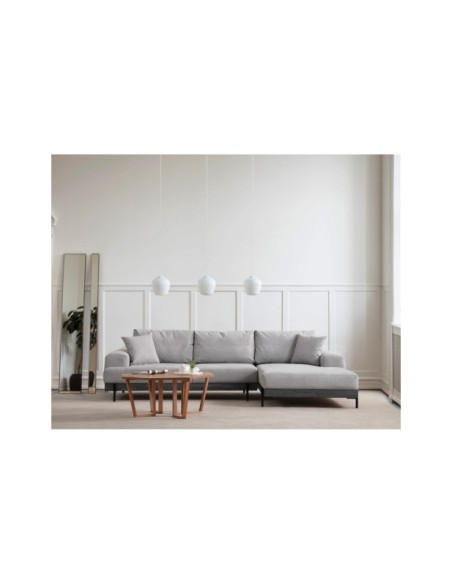 Sofá Esquinero FREI NEGRO (Derecho) 280x170 cm, Textil Gris / Madera de Haya / Metal