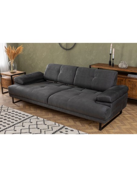 Sofá Cama ONYX 3 Plazas 239x99 cm, Textil Antracita / Metal Negro