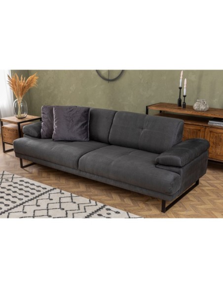 Sofá Cama ONYX 3 Plazas 239x99 cm, Textil Antracita / Metal Negro
