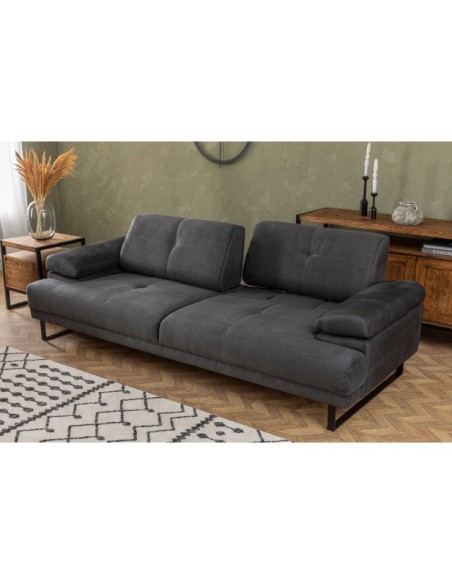Sofá Cama ONYX 3 Plazas 239x99 cm, Textil Antracita / Metal Negro