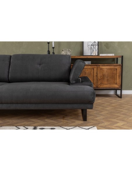 Sofá Cama ONYX 3 Plazas 239x99 cm, Textil Antracita / Metal Negro