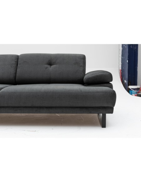 Sofá Cama ONYX 3 Plazas 239x99 cm, Textil Antracita / Metal Negro
