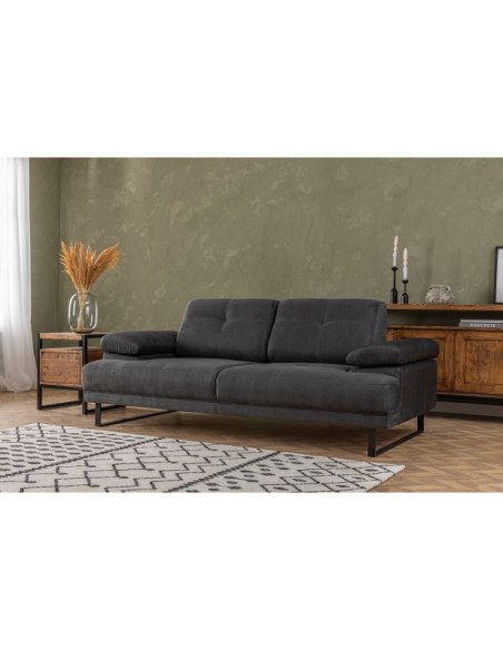 Sofá Cama ONYX 2 Plazas 199x99 cm, Textil Antracita / Metal Negro