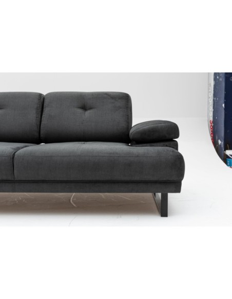 Sofá Cama ONYX 2 Plazas 199x99 cm, Textil Antracita / Metal Negro