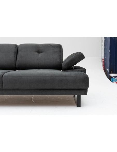 Sofá Cama ONYX 2 Plazas 199x99 cm, Textil Antracita / Metal Negro