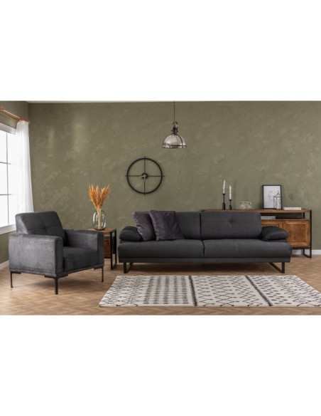 Butaca ONYX 88x86 cm, Textil Antracita / Metal Negro