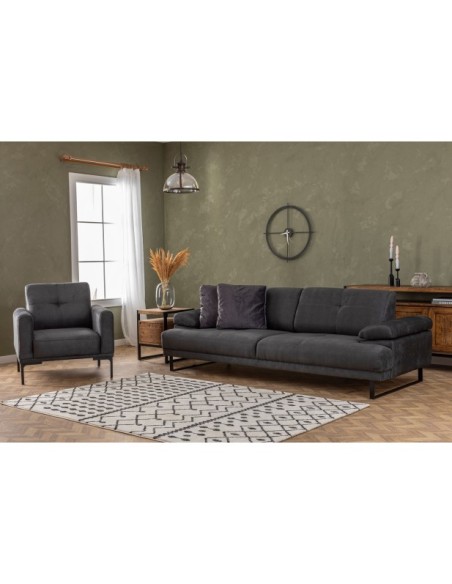 Butaca ONYX 88x86 cm, Textil Antracita / Metal Negro