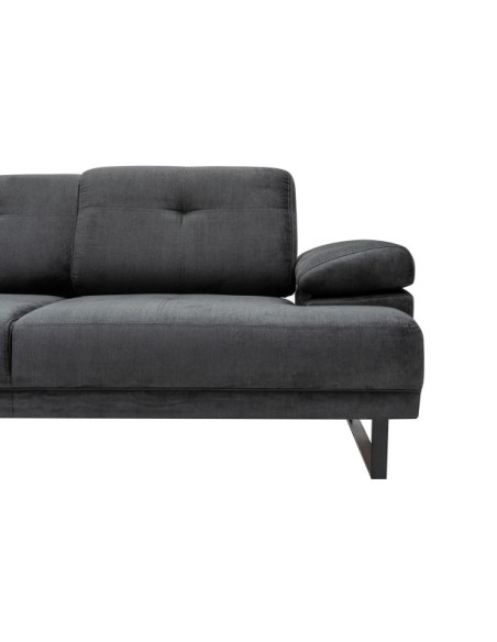Sofá Esquinero ONYX (Izquierdo) 274x174 cm, Textil Antracita / Metal Negro