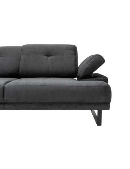 Sofá Esquinero ONYX (Izquierdo) 274x174 cm, Textil Antracita / Metal Negro