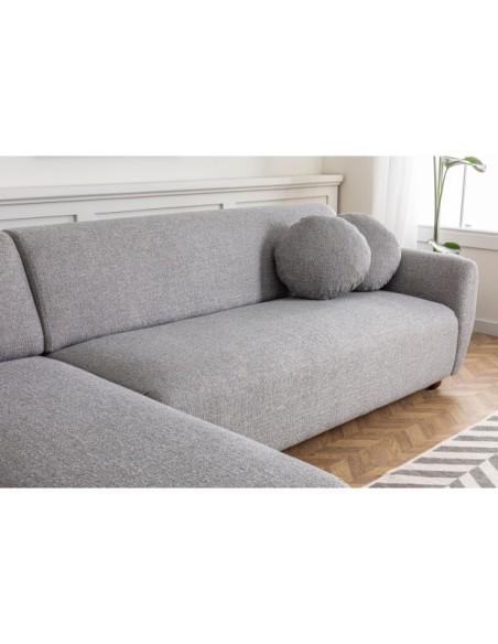 Sofá Esquinero GENEVE 273x162 cm, Textil Gris Claro / Madera de Haya