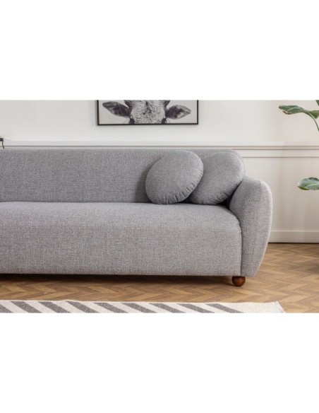 Sofá Esquinero GENEVE 273x162 cm, Textil Gris Claro / Madera de Haya