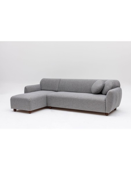 Sofá Esquinero GENEVE 273x162 cm, Textil Gris Claro / Madera de Haya