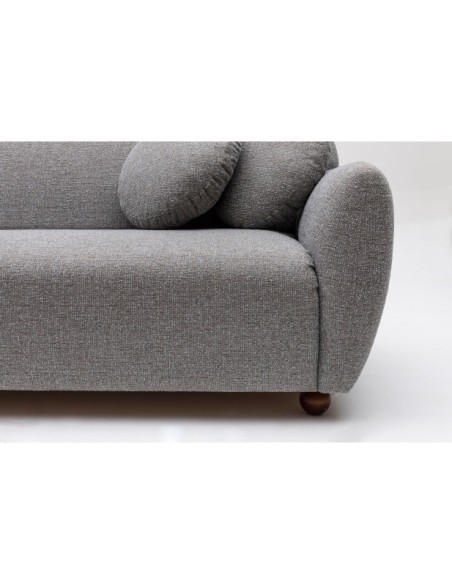 Sofá Esquinero GENEVE 273x162 cm, Textil Gris Claro / Madera de Haya