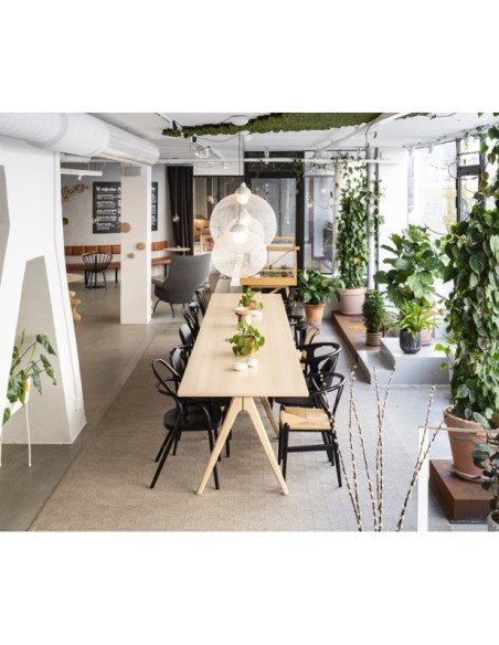 Mesa ARKO 180x75 cm de Comedor, Linóleo Roble / Negro - Lundbergs Möbler