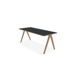 Mesa ARKO 200x90 cm de Comedor, Linóleo Roble / Negro -...