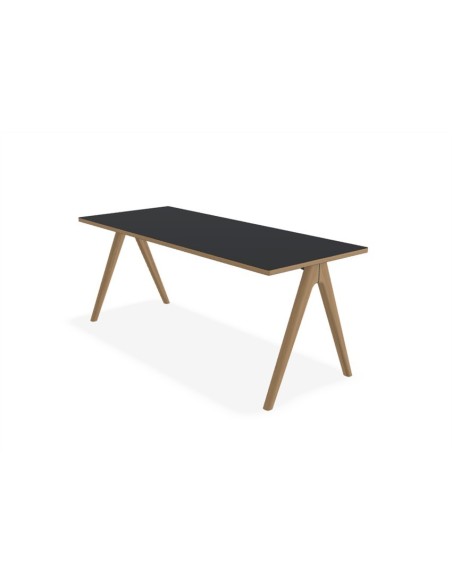 Mesa ARKO 200x90 cm de Comedor, Linóleo Roble / Negro - Lundbergs Möbler